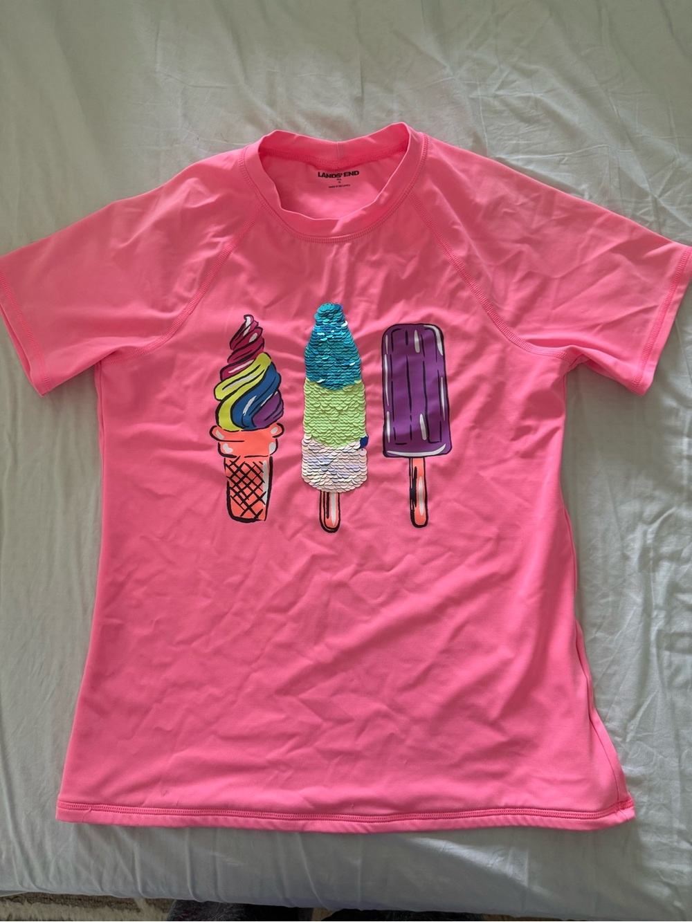Lands' End Bright Pink Kids Ice Cream Graphic Tee